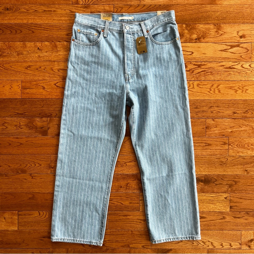 Levi's Light Blue Striped Ankle Jeans